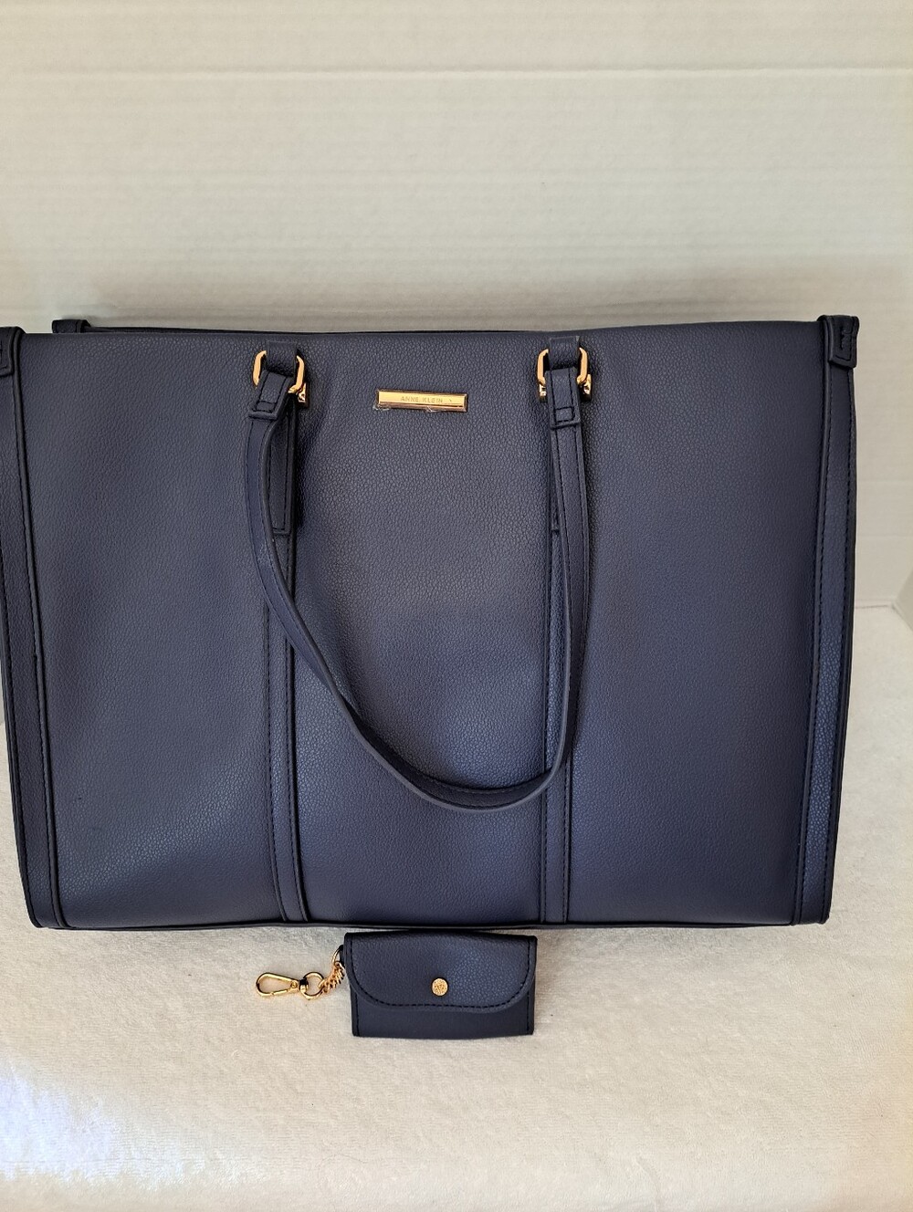Anne Klein Navy Structured Tote Bag with Matching Coin Pouch